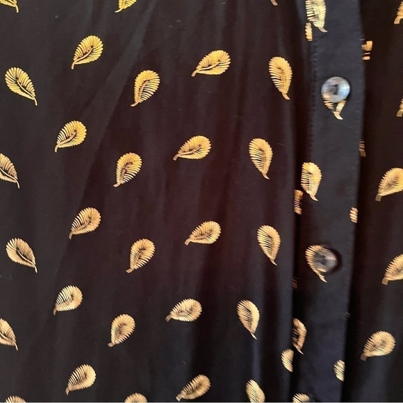 LUNA Moon Buttoned Tunic Black With Gold Colour Feathers Size Small - Picture 5 of 6